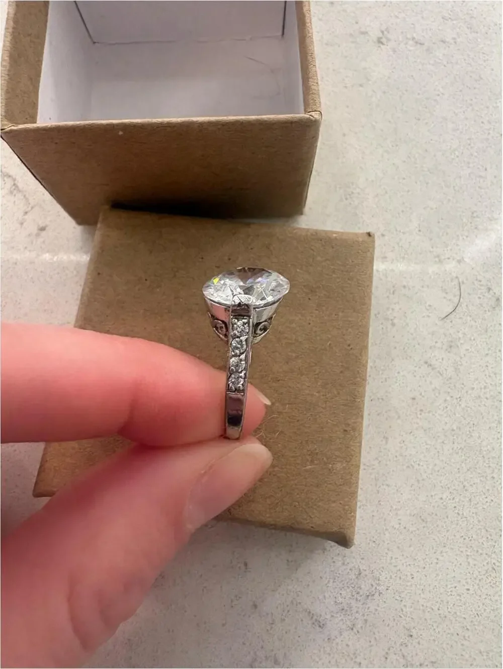Sterling Silver Solitaire Ring - Size 6